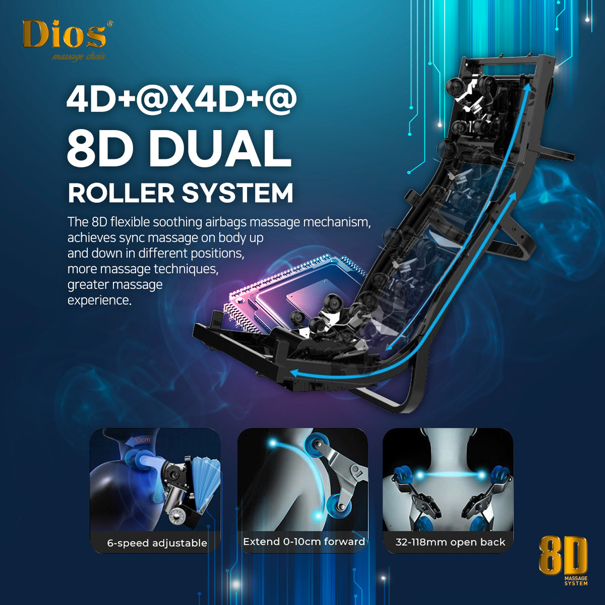 8D AI Dual Roller System Dios -1288 Massage Chair